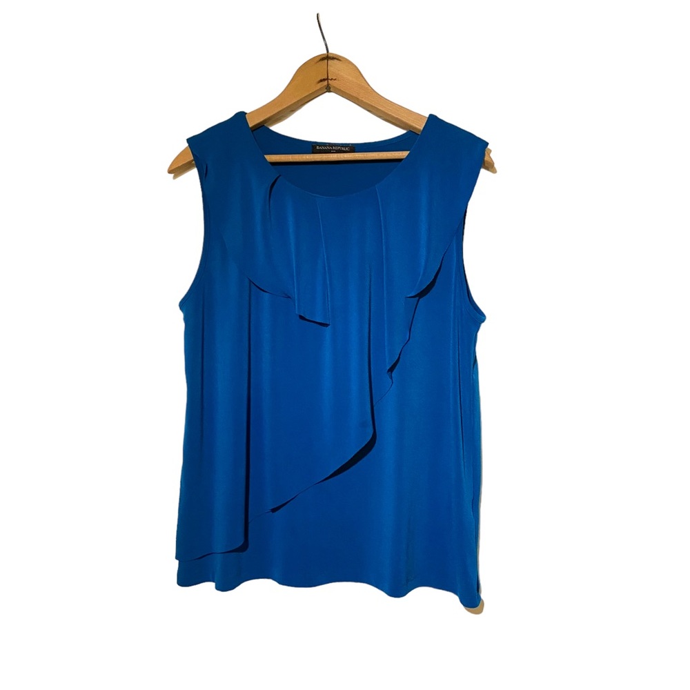 Banana Republic Ruffled Tiered sleeveless Royal Blue Blouse LARGE